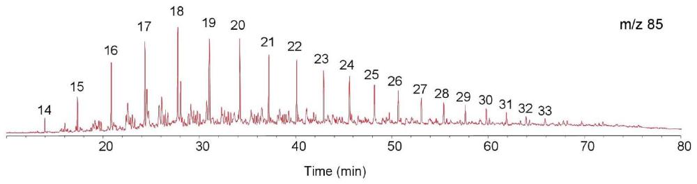 一种石油石化复杂基有机质中C10~C150链烷烃的检测方法