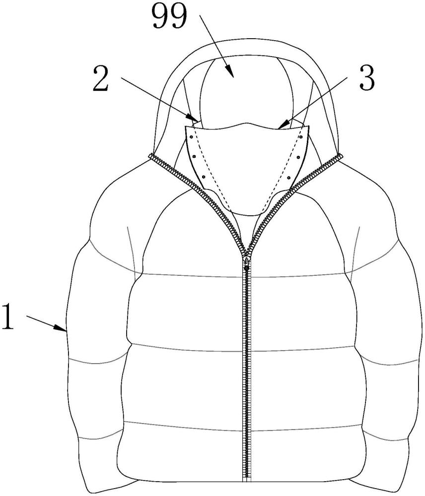 一种带有隐形口罩的领子及其羽绒服的制作方法