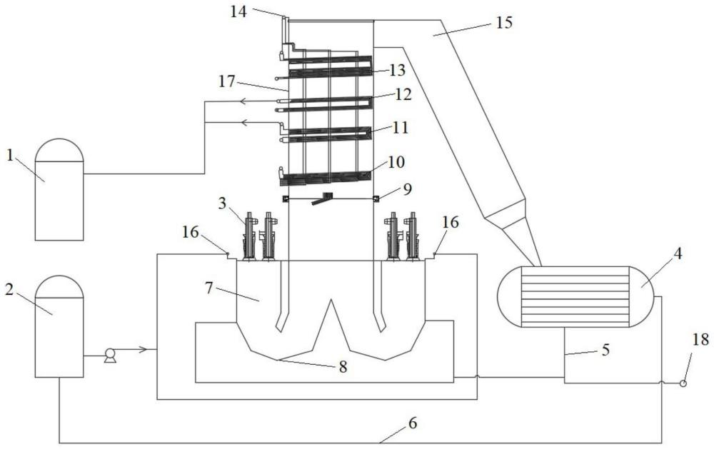 一种100MW等级双U型燃烧结构的熔盐工质的塔式燃煤锅炉的制作方法