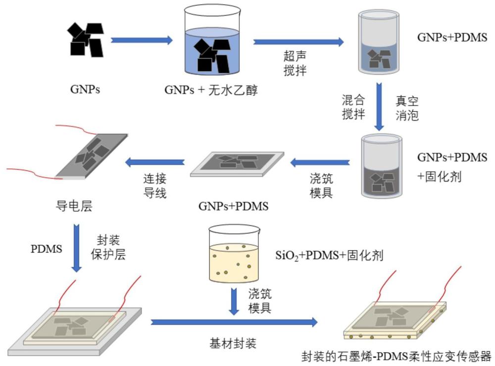 一种封装的石墨烯-PDMS柔性应变传感器及其制备方法