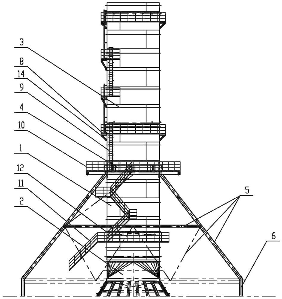 一种高空支撑式大直径钢烟囱结构的制作方法