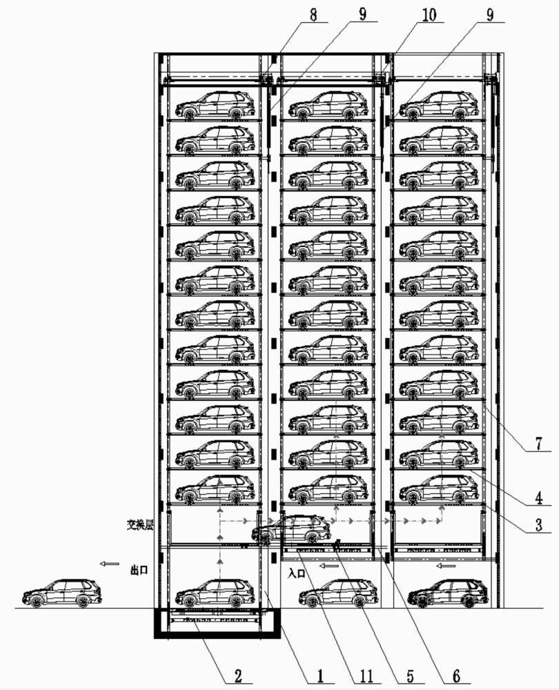 一种多排串联通透且垂直升降式机械停车设备的制作方法