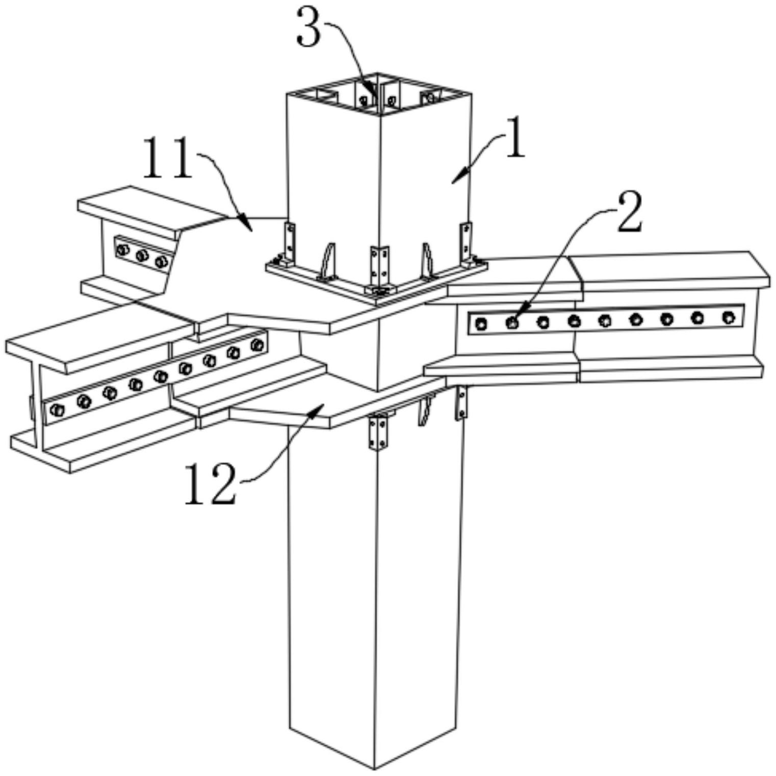 带贯通式水平加劲隔板的梁柱连接结构的制作方法