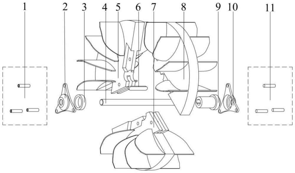 榫卯式半开对称叶轮