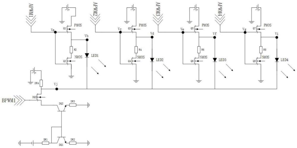 一种网络状分布可动态调节LED亮度电路及控制方法与流程