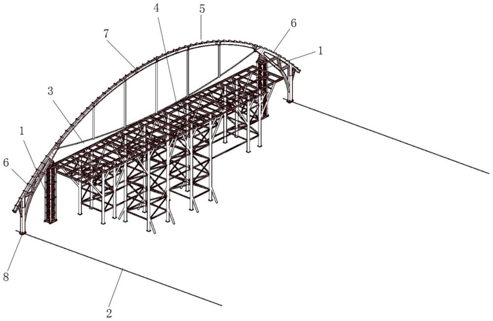 大跨度预应力拱架结构的滑移施工方法与流程