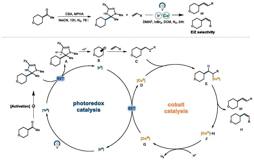 一种可见光诱导酮的脱酰化制备烯烃的反应方法与流程