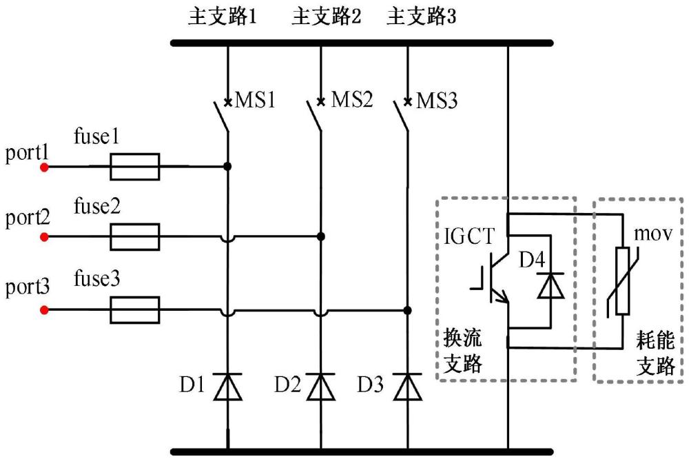 一种基于熔断器的混合式多端口断路器及控制方法与流程