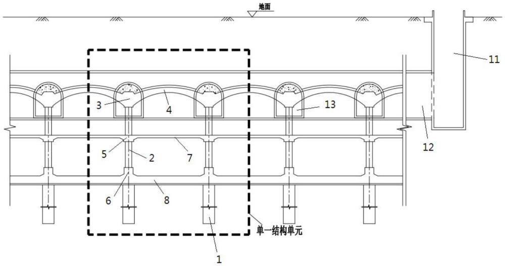 一種用于大跨度地下洞室可自由擴(kuò)展邊界的暗挖支護(hù)結(jié)構(gòu)及施工方法與流程