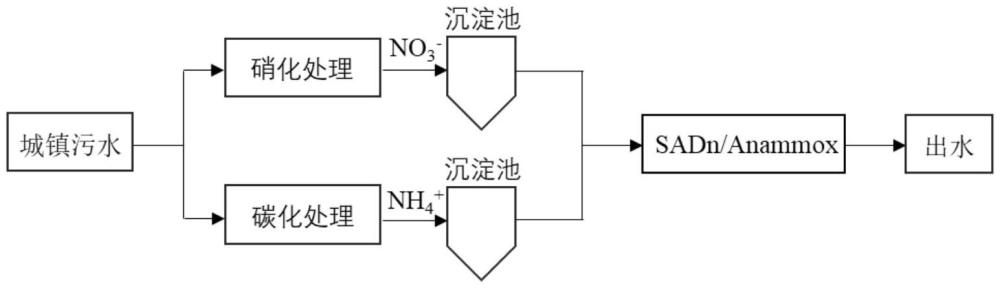 城鎮(zhèn)污水分流碳化/硝化處理組合生物濾池實(shí)現(xiàn)污水高效脫氮的方法