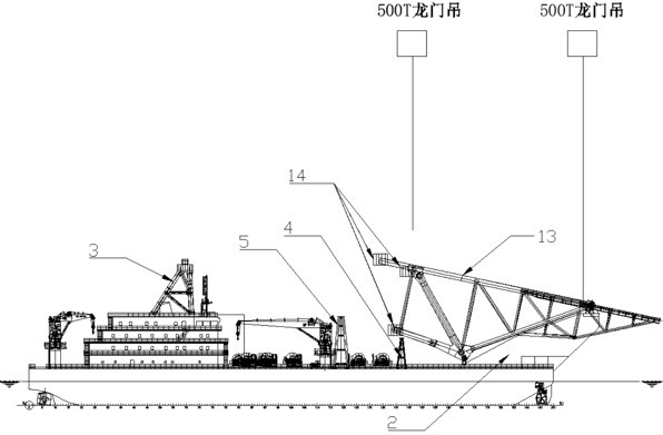 一種打樁船樁架空中合攏工藝的制作方法