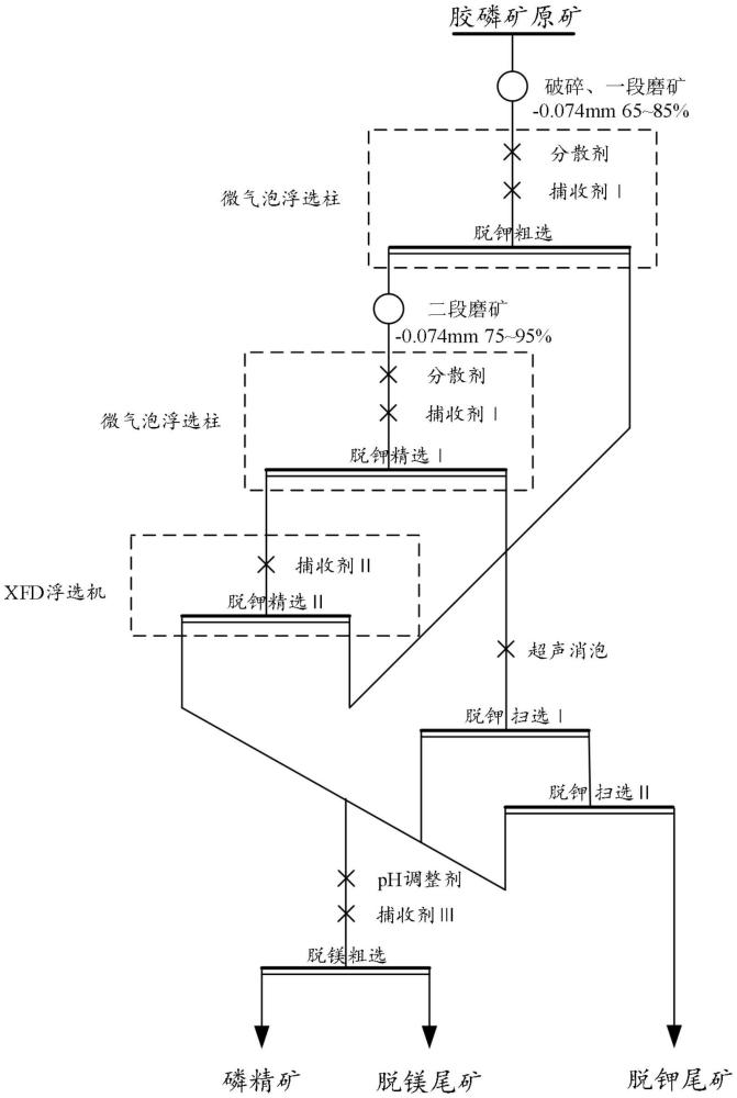 一種分步浮選脫除膠磷礦中鉀長(zhǎng)石降低鉀含量的藥劑及方法