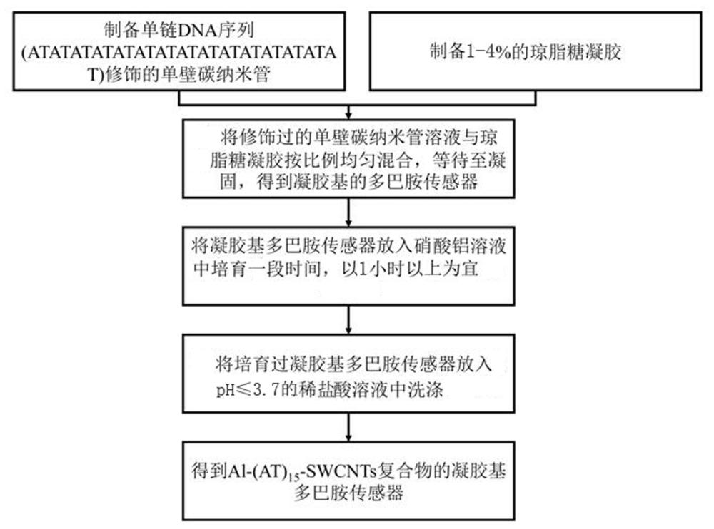 一種避免碳納米管熒光傳感器受陽離子影響的方法及Al-(AT)15-SWCNTs復(fù)合物的凝膠基多巴胺傳感器和應(yīng)用