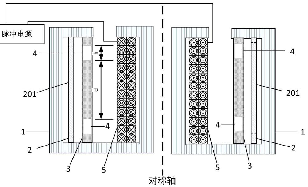 采用強(qiáng)化導(dǎo)體環(huán)的管件電磁脹形方法及脹形裝置