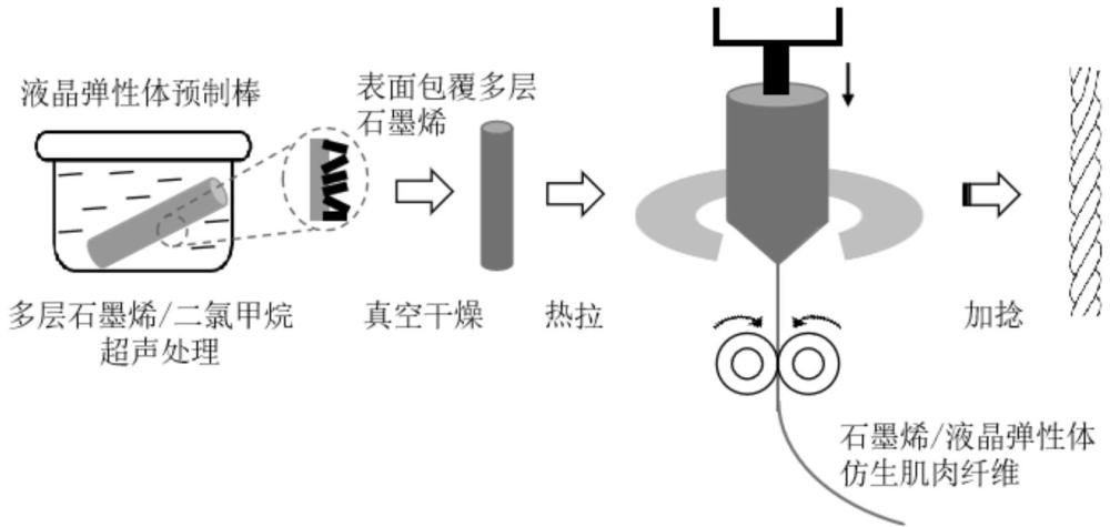 一种高响应特性的碳纳米材料/液晶弹性体仿生肌肉纤维的制备方法