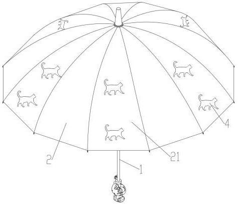 一種帶有貓抱傘柄的人體工學(xué)雨傘的制作方法