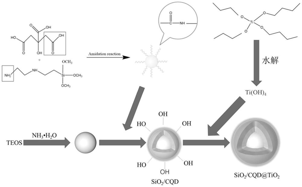一種二氧化鈦包覆碳量子點(diǎn)雜化二氧化硅微球及奶油膠的制作方法