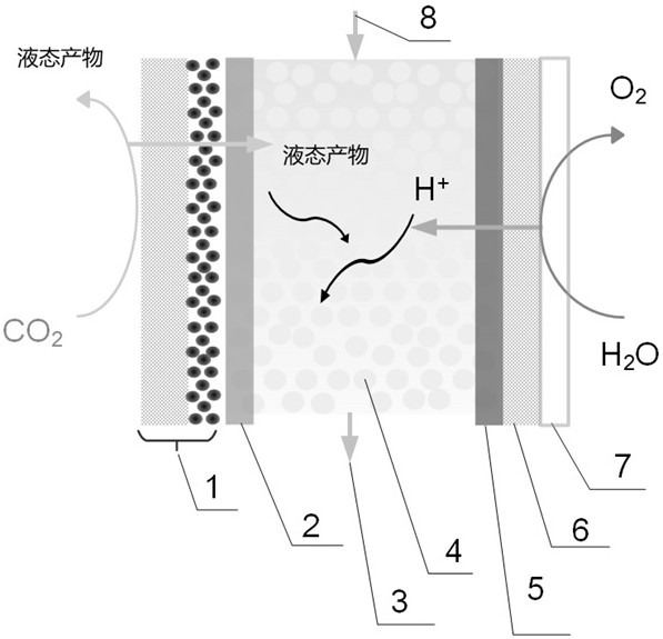 一種無(wú)預(yù)制陰離子交換膜的電化學(xué)二氧化碳還原裝置及其應(yīng)用