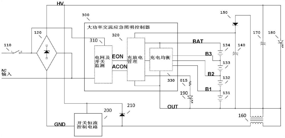 大功率交流應(yīng)急照明控制裝置、燈具及控制方法與流程