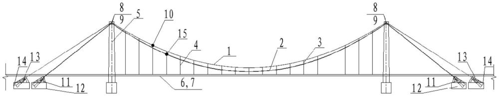 一种竖向四主缆的悬索桥拼宽结构的制作方法