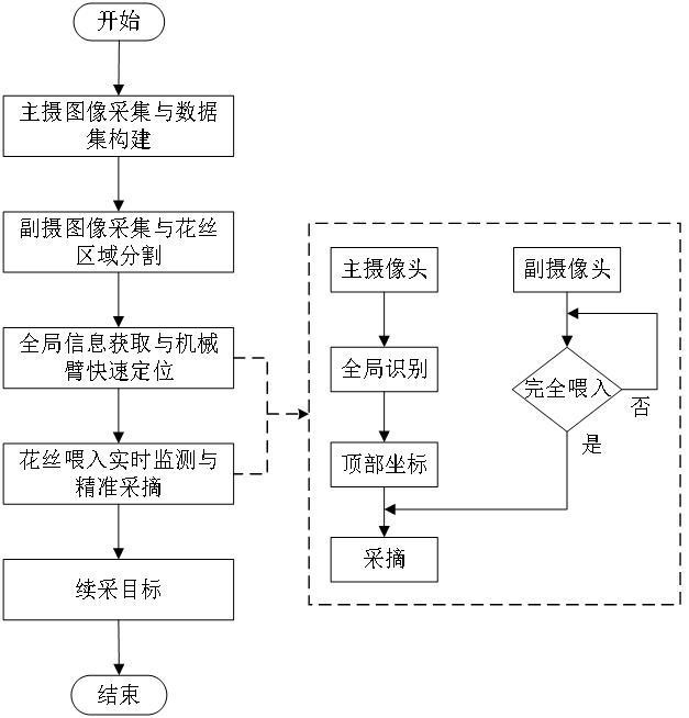 一种融合主副摄像技术的红花精准采摘方法