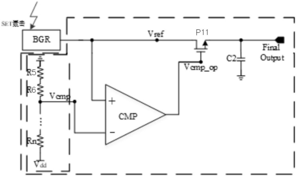 基于比較器和電阻網絡的負向單粒子瞬態加固電路及方法