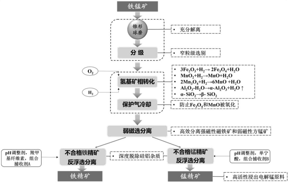 多金屬伴生鐵錳礦基于氫基礦相轉(zhuǎn)化的磁浮聯(lián)合分離方法