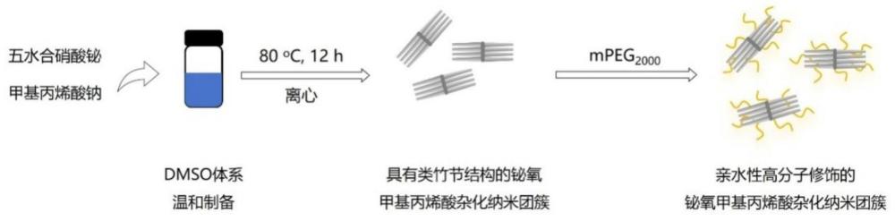 具有類竹節結構的鉍氧甲基丙烯酸雜化納米團簇及其制備方法和應用