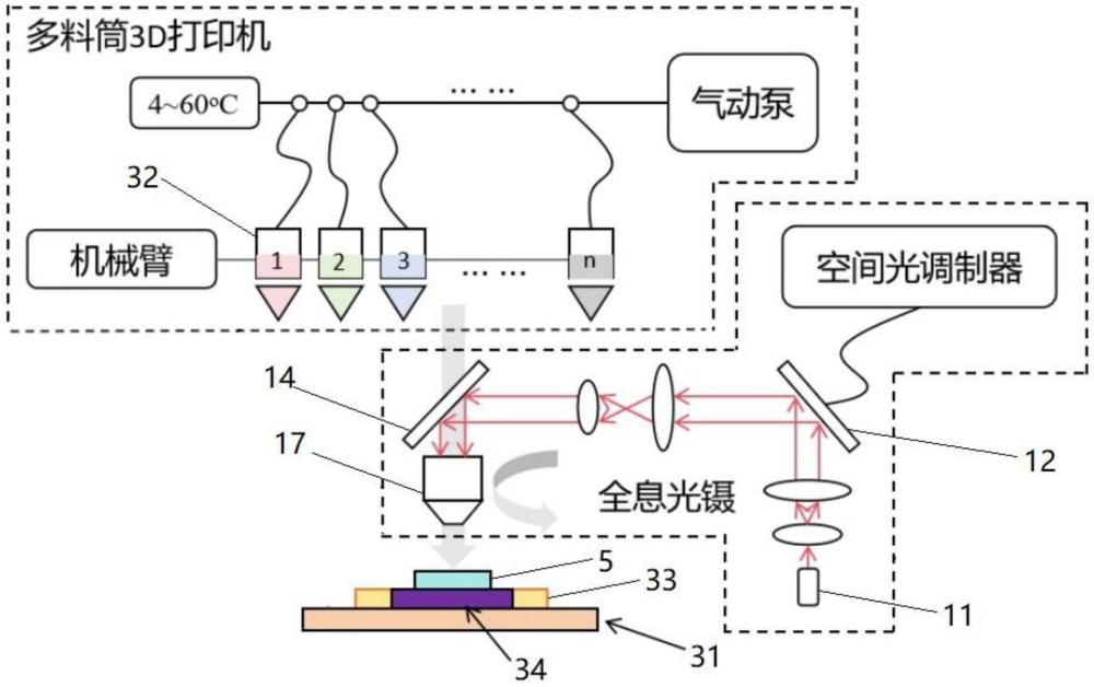 一種集成全息光鑷的3D打印平臺和仿生組織構建方法